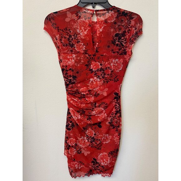 Guess Women's Cherry Print Eco Aida Mesh Short Sleeve Crewneck Dress Size XS NWT - Picture 3 of 5